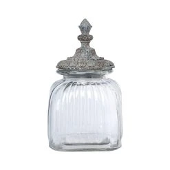 Côté Table Bocal Ernestine Gris Antique En Verre Et Résine