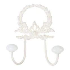 Comptoir De Famille Patere 2 Crochets Charme Blanc Antique 12x17x5cm Laiton