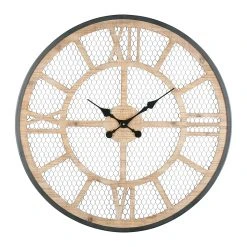 Comptoir De Famille Horloge Murale Naturel Et Fer Noir D72cm - Atelier
