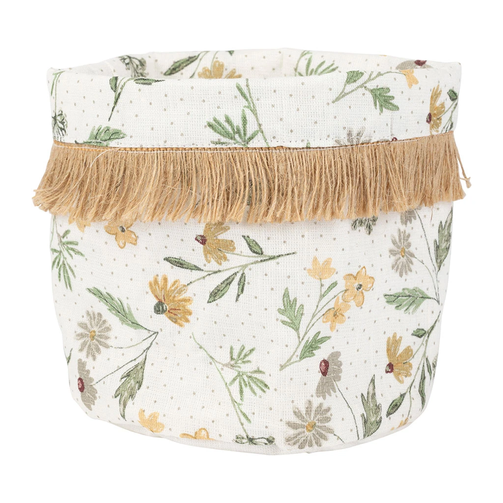 Comptoir De Famille Panière Fleuri Blanc Et Vert D15cm En Lin Et Jute - Louise 3 Comptoir De Famille Panière Fleuri Blanc Et Vert D15cm En Lin Et Jute - Louise