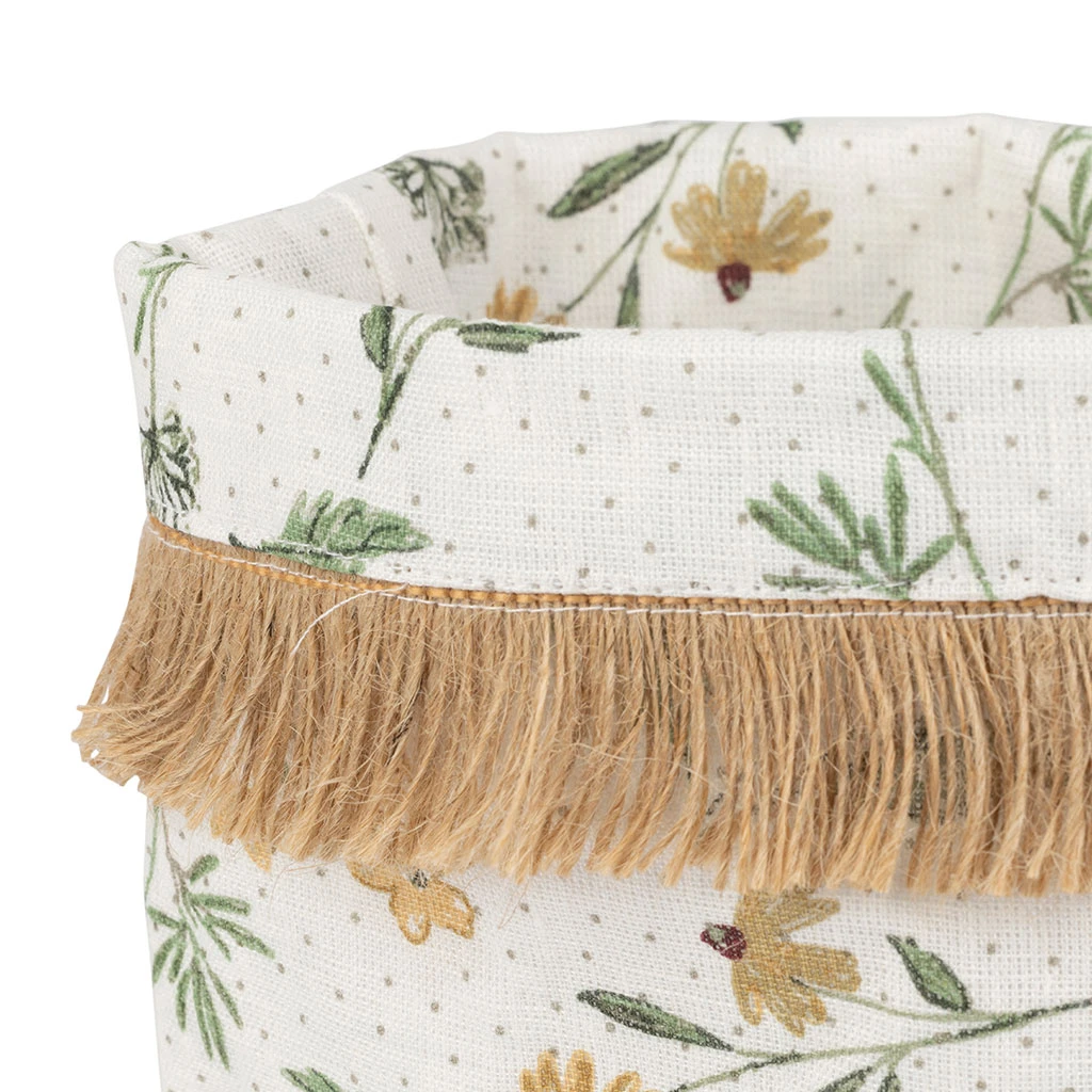 Comptoir De Famille Panière Fleuri Blanc Et Vert D15cm En Lin Et Jute - Louise 4 Comptoir De Famille Panière Fleuri Blanc Et Vert D15cm En Lin Et Jute - Louise – Image 2