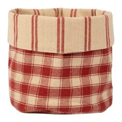 Comptoir De Famille Panière Damier Rouge D15xh18cm En Coton - La Campagne