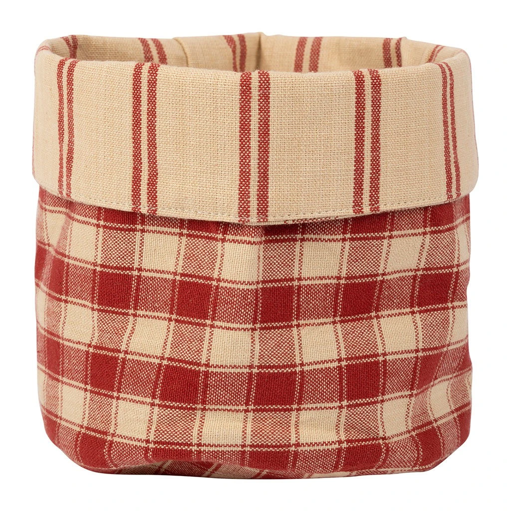 Comptoir De Famille Panière Damier Rouge D15xh18cm En Coton - La Campagne 3 Comptoir De Famille Panière Damier Rouge D15xh18cm En Coton - La Campagne