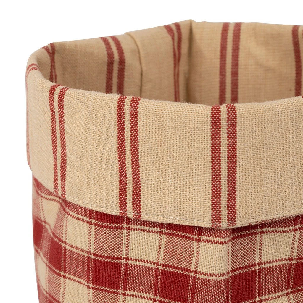 Comptoir De Famille Panière Damier Rouge D15xh18cm En Coton - La Campagne 4 Comptoir De Famille Panière Damier Rouge D15xh18cm En Coton - La Campagne – Image 2