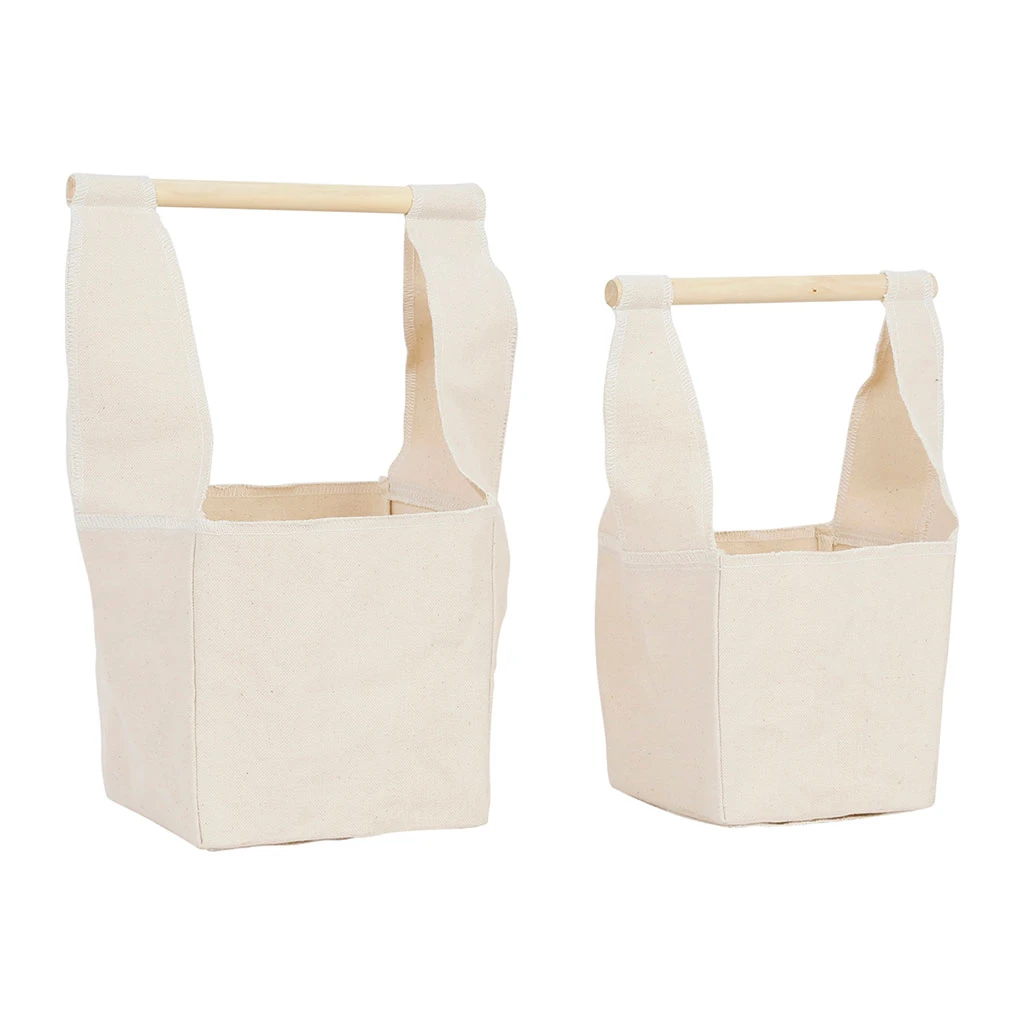 Comptoir De Famille Cache Pots X2 Naturel En Toile De Coton Et Bois De Bouleau - Emelise 5 Comptoir De Famille Cache Pots X2 Naturel En Toile De Coton Et Bois De Bouleau - Emelise – Image 3