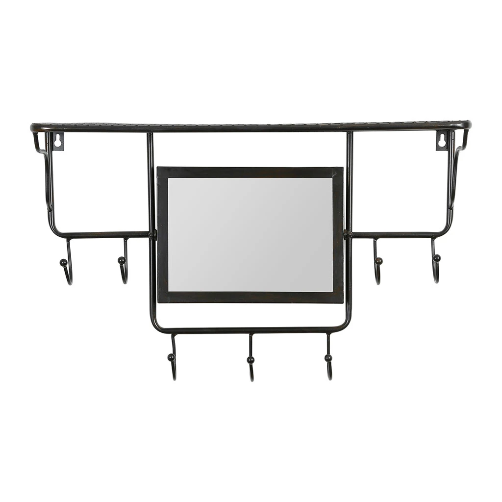 Côté Table Miroir Porte Manteau Indus Noir En Fer 4 Côté Table Miroir Porte Manteau Indus Noir En Fer – Image 2