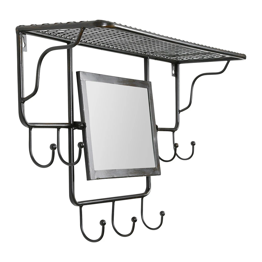 Côté Table Miroir Porte Manteau Indus Noir En Fer 5 Côté Table Miroir Porte Manteau Indus Noir En Fer – Image 3