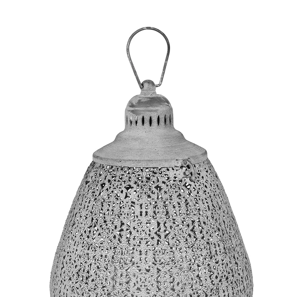 Côté Table Lanterne Orient Grise En Fer Et Verre 4 Côté Table Lanterne Orient Grise En Fer Et Verre – Image 2