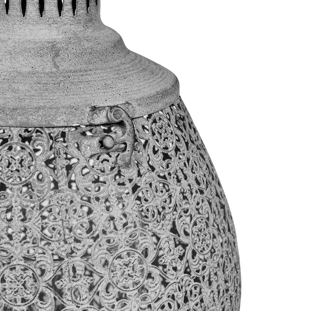 Côté Table Lanterne Orient Grise En Fer Et Verre 5 Côté Table Lanterne Orient Grise En Fer Et Verre – Image 3