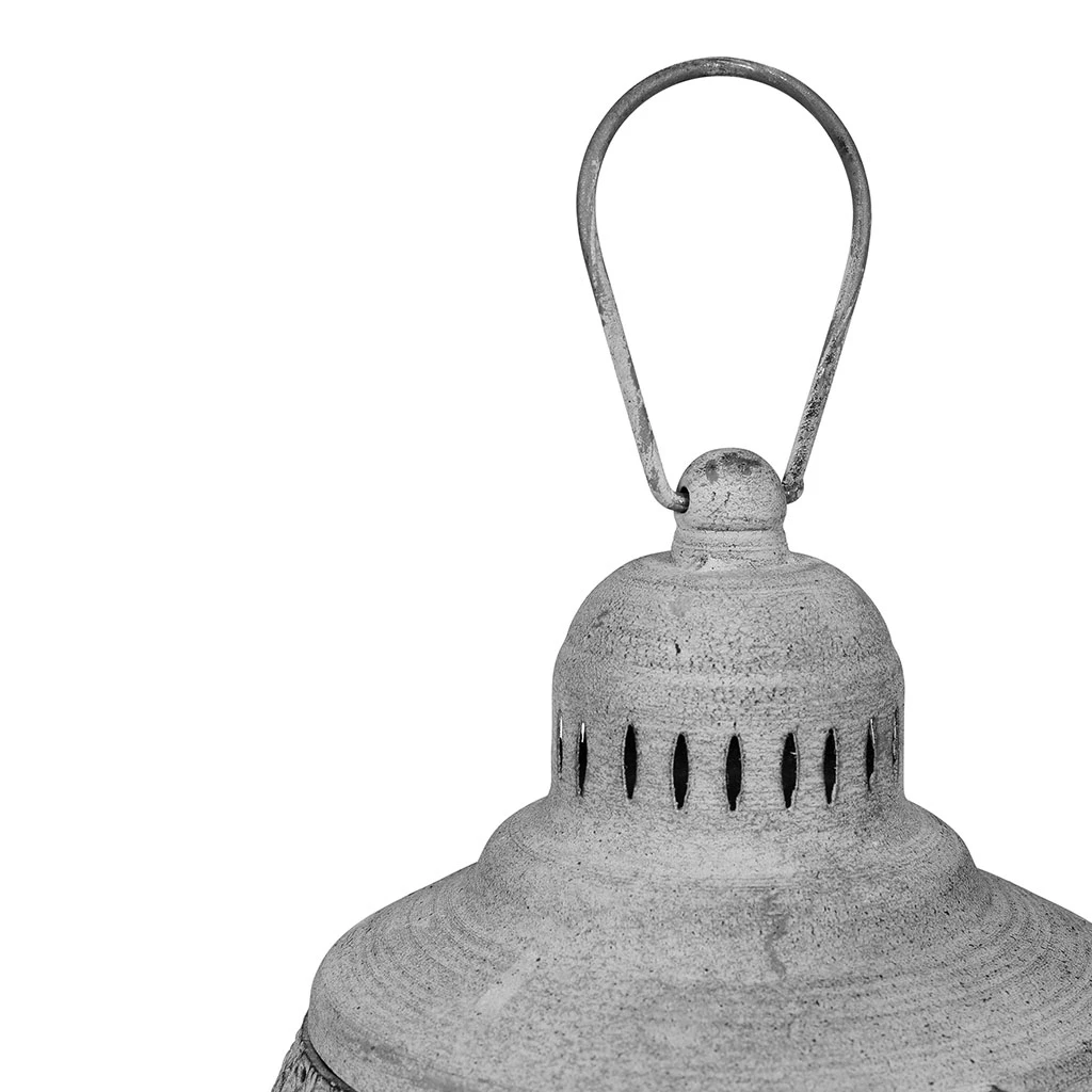 Côté Table Lanterne Orient Grise En Fer Et Verre 6 Côté Table Lanterne Orient Grise En Fer Et Verre – Image 4