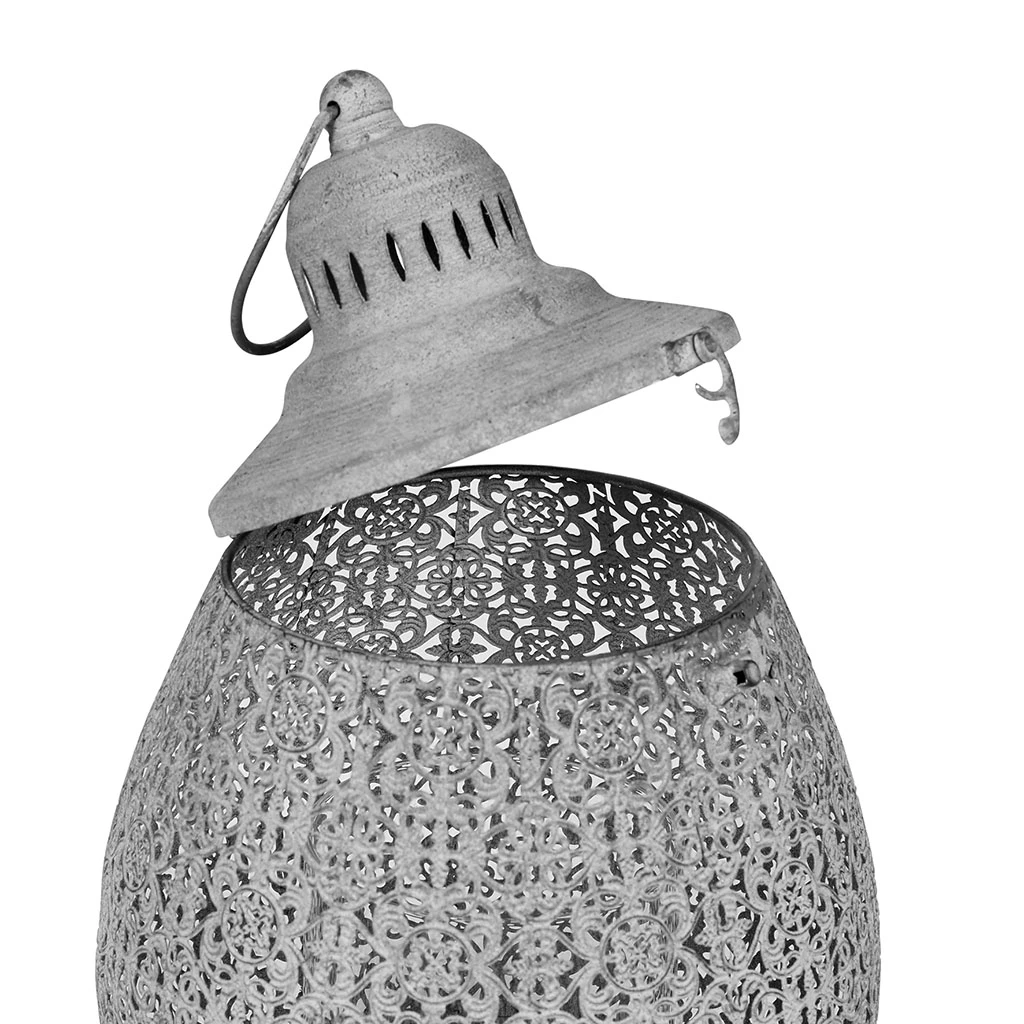 Côté Table Lanterne Orient Grise En Fer Et Verre 7 Côté Table Lanterne Orient Grise En Fer Et Verre – Image 5