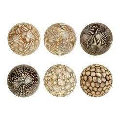 Côté Table 6 Boules Déco Ethniques Marron En Résine