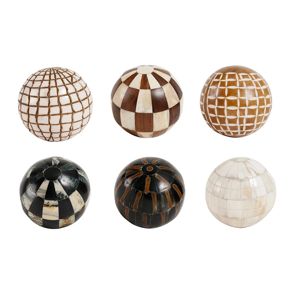 Côté Table 6 Boules Déco Ostia Marron En Résine Et Os 3 Côté Table 6 Boules Déco Ostia Marron En Résine Et Os