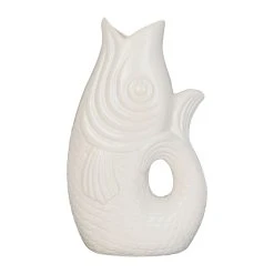 Côté Table Vase Poisson Mer Blanc 24x16.5xh39.5cm Gres