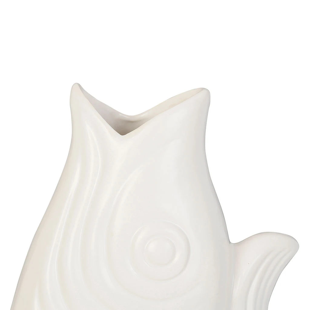 Côté Table Vase Poisson Mer Blanc 24x16.5xh39.5cm Gres 4 Côté Table Vase Poisson Mer Blanc 24x16.5xh39.5cm Gres – Image 2