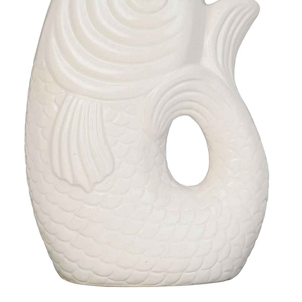 Côté Table Vase Poisson Mer Blanc 24x16.5xh39.5cm Gres 5 Côté Table Vase Poisson Mer Blanc 24x16.5xh39.5cm Gres – Image 3