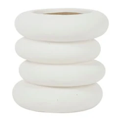 Côté Table Vase Maceio Blanc Casse D19xh19.5cm Gres