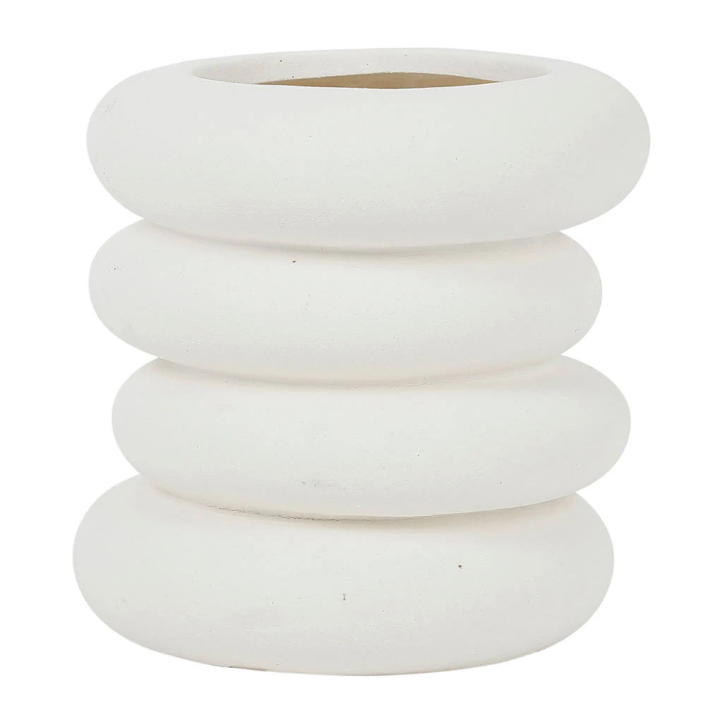 Côté Table Vase Maceio Blanc Casse D19xh19.5cm Gres 3 Côté Table Vase Maceio Blanc Casse D19xh19.5cm Gres