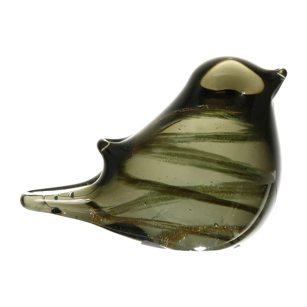 Côté Table Presse-papier Moineau Kaki En Verre -serin 3 Côté Table Presse-papier Moineau Kaki En Verre -serin