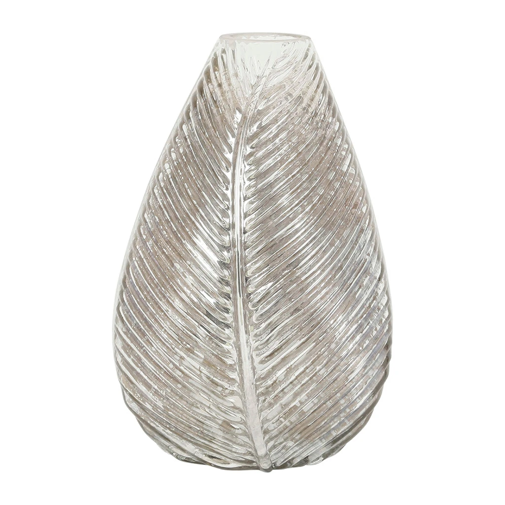Côté Table Vase En Verre Champagne H22cm - Feuille 3 Côté Table Vase En Verre Champagne H22cm - Feuille