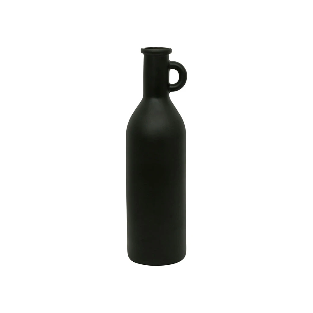 Côté Table Vase Bouteille Noir Mat En Verre Recyclé H50cm - Linol 3 Côté Table Vase Bouteille Noir Mat En Verre Recyclé H50cm - Linol