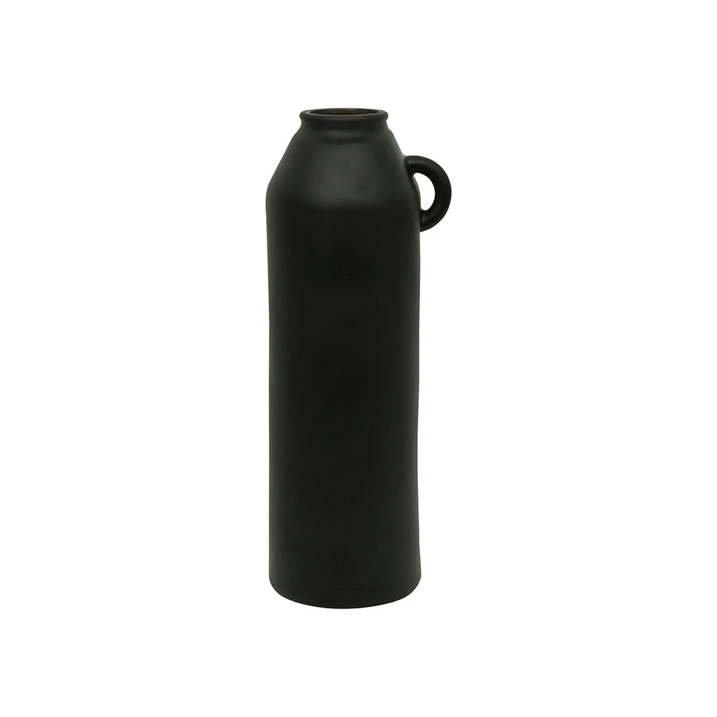 Côté Table Vase Noir Mat En Verre Recyclé H45cm - Linol 3 Côté Table Vase Noir Mat En Verre Recyclé H45cm - Linol