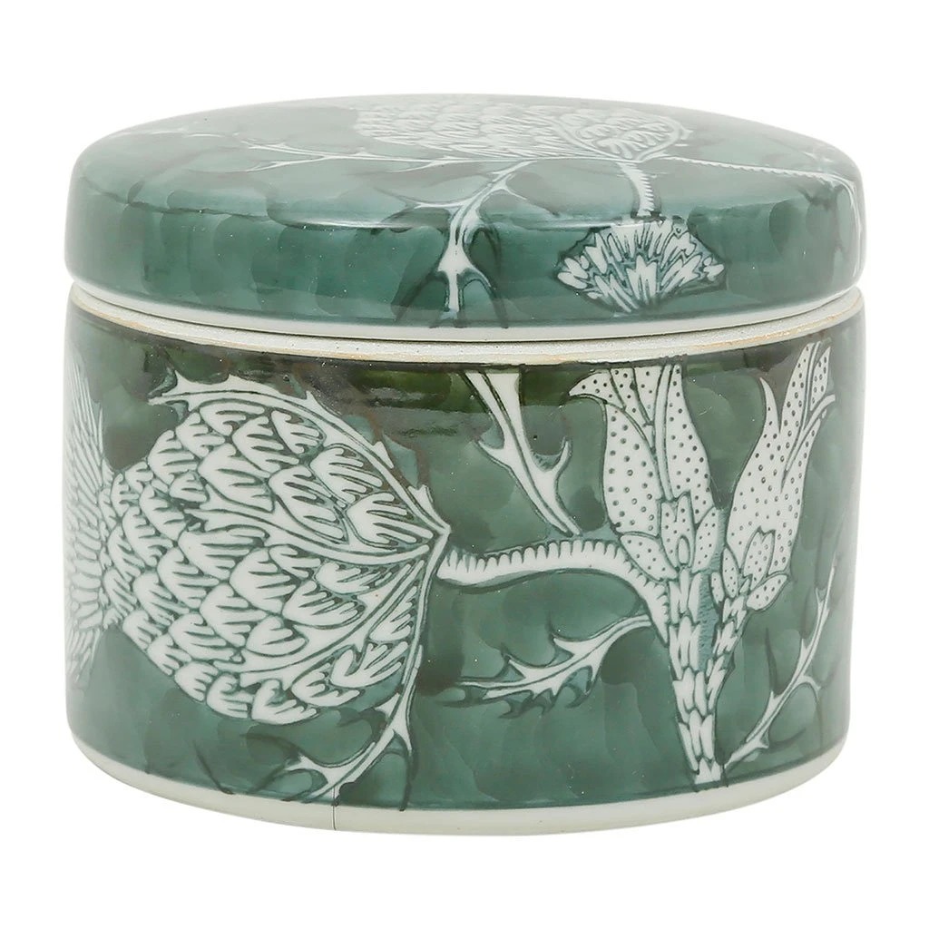 Côté Table Boite Ronde En Procelaine Fleurs Vert - Qing 3 Côté Table Boite Ronde En Procelaine Fleurs Vert - Qing