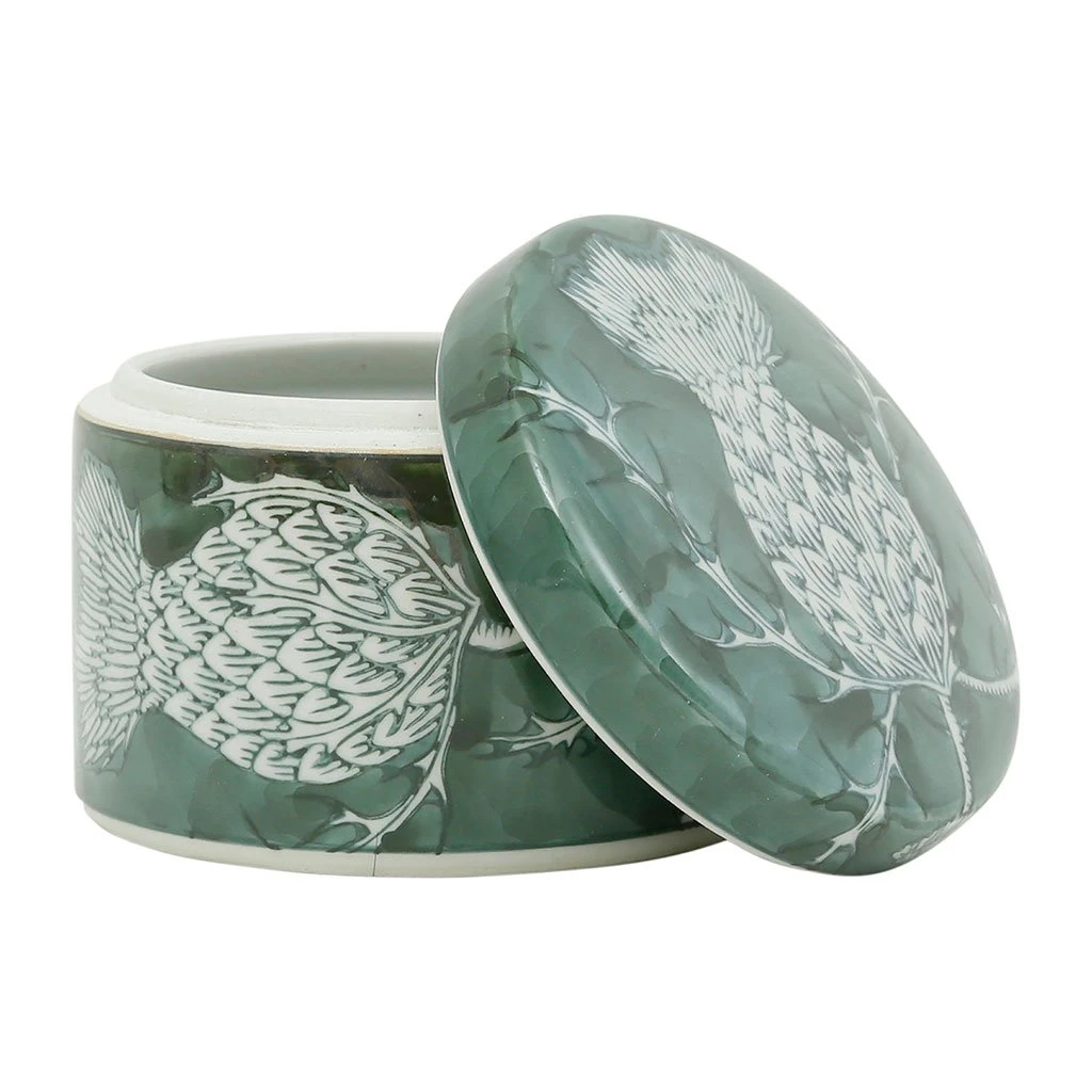 Côté Table Boite Ronde En Procelaine Fleurs Vert - Qing 5 Côté Table Boite Ronde En Procelaine Fleurs Vert - Qing – Image 3