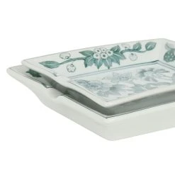 Côté Table Cendriers Fleurs En Porcelaine Vert -ming -Kaemingk Magasin 38592 DET03 WEB