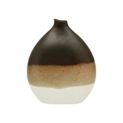 Côté Table Vase En Faience Brun Et Blanc -faro