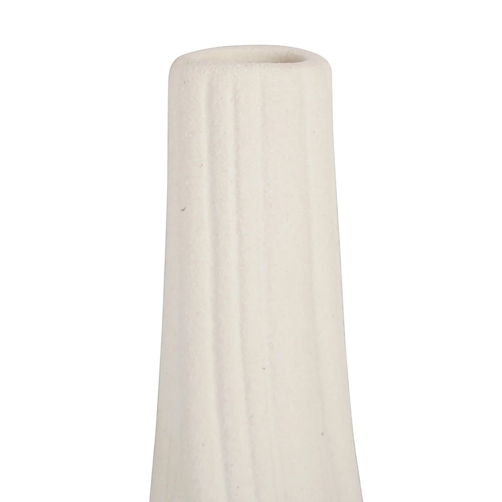 Côté Table Vase Long Bouteille Blanc Cassé En Faience - Plisse 4 Côté Table Vase Long Bouteille Blanc Cassé En Faience - Plisse – Image 2