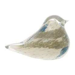 Côté Table Presse-papier Moineau Serin Ivoire Et Bleu En Verre