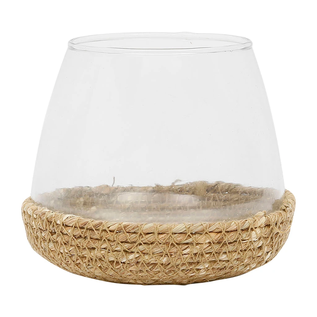 Côté Table Photophore En Jute Naturel Et Verre - Ourea 3 Côté Table Photophore En Jute Naturel Et Verre - Ourea