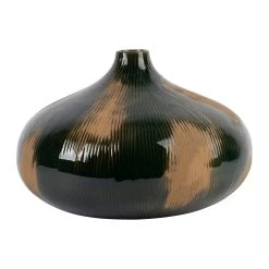 Côté Table Vase Vert Foncé Et Brun D30xh20cm En Faience - Pheses