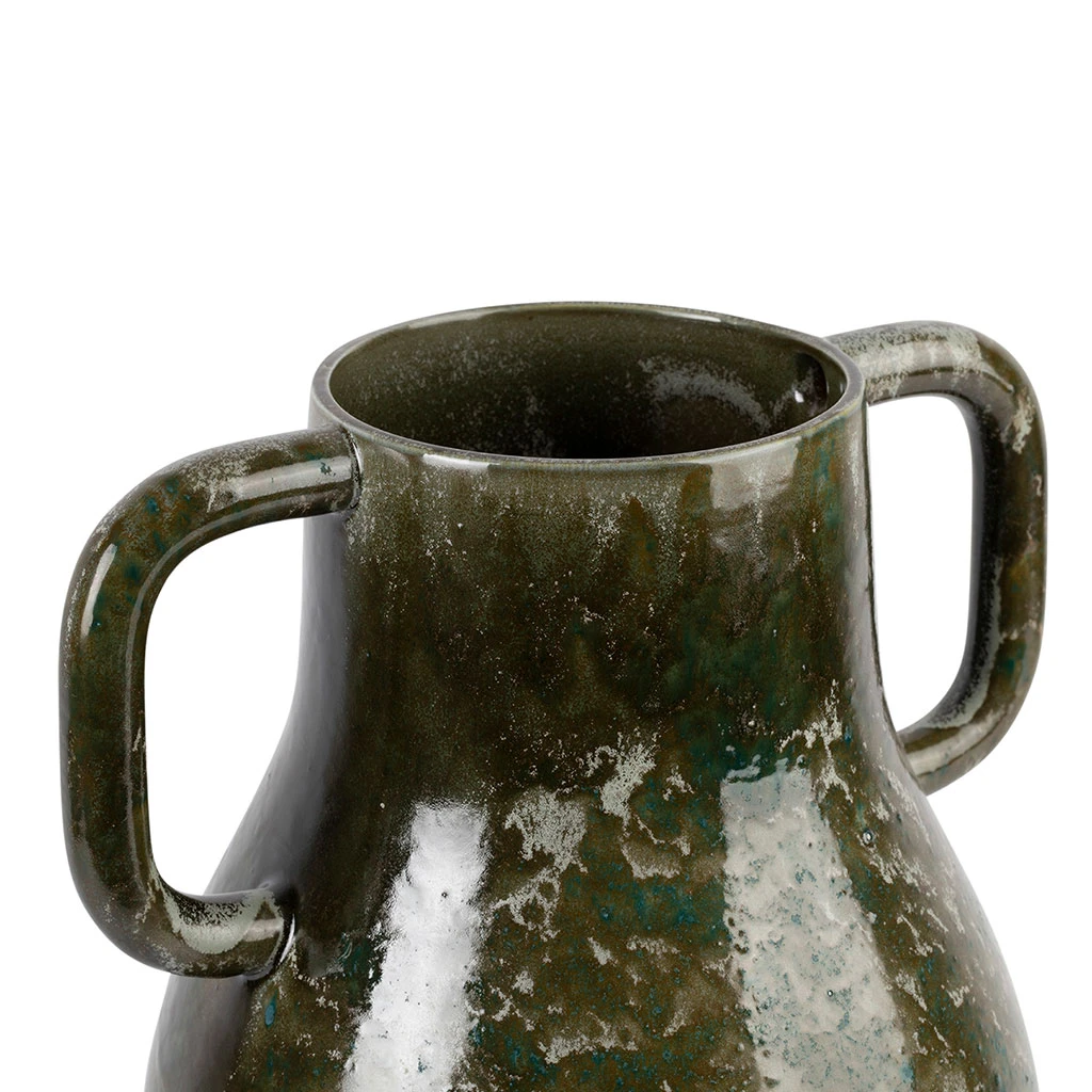 Côté Table Vase Amphore Kaki H34.5cm En Faience 5 Côté Table Vase Amphore Kaki H34.5cm En Faience – Image 3