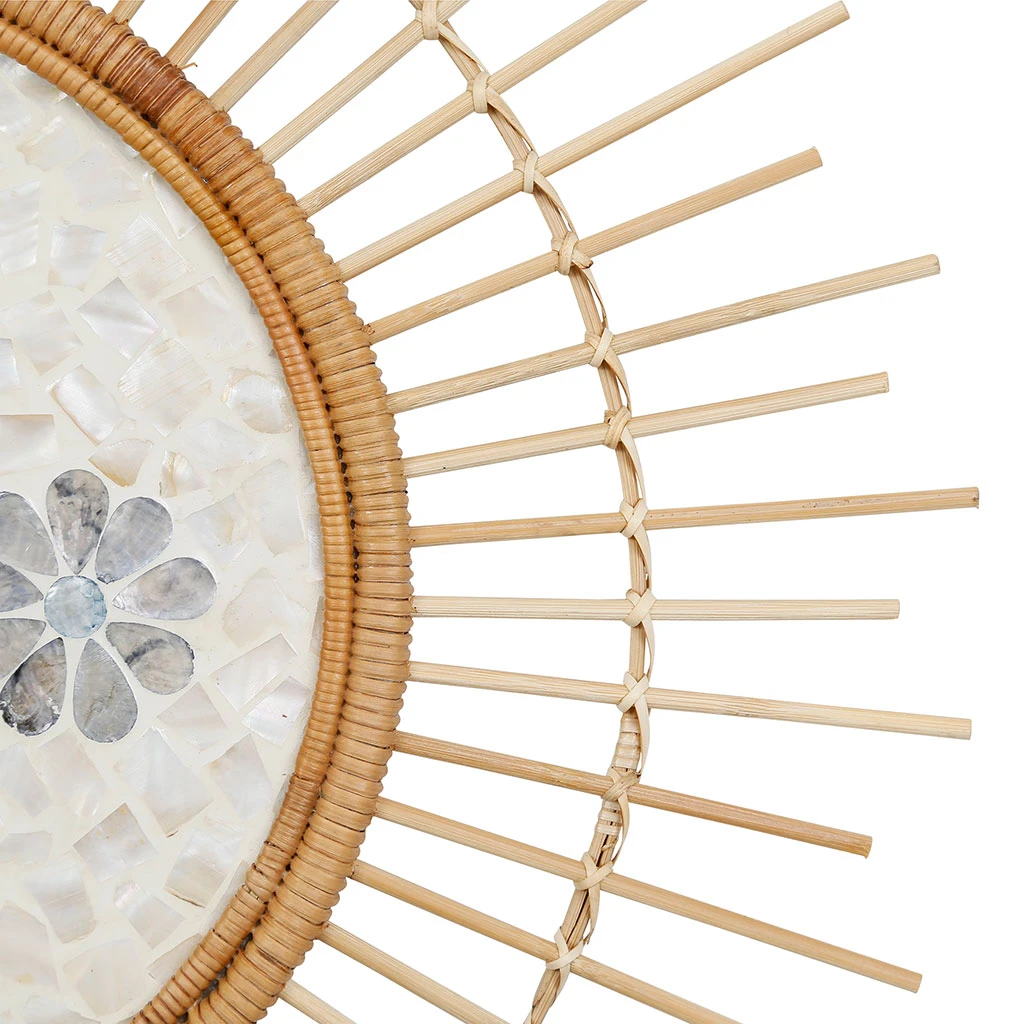 Jardin D'Ulysse Déco Murale Fleur Mon Hirondelle Bleu Et Jaune En Rotin Et Nacre 5 Jardin D'Ulysse Déco Murale Fleur Mon Hirondelle Bleu Et Jaune En Rotin Et Nacre – Image 3