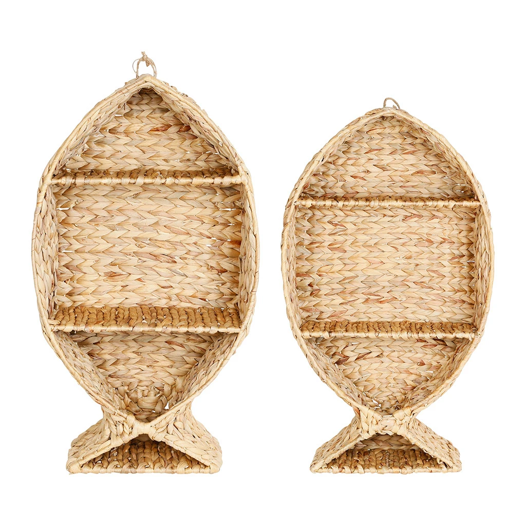 Jardin D'Ulysse Etagere Murale (lot De 2) Un été A La Mer Naturel En Jacinthe D'eau Et Fer 3 Jardin D'Ulysse Etagere Murale (lot De 2) Un été A La Mer Naturel En Jacinthe D'eau Et Fer