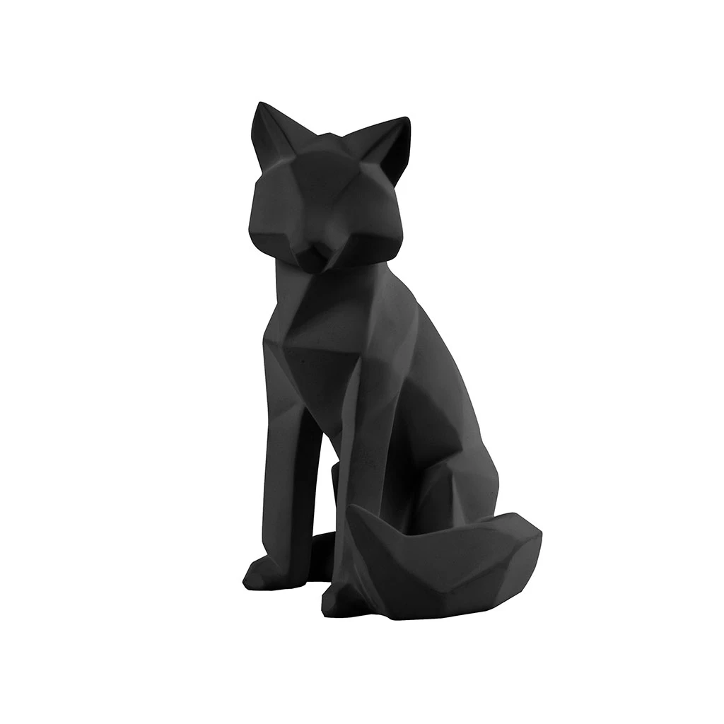 Pt' Statue Origami Fox Polyrésine Large Mat Noir 3 Pt' Statue Origami Fox Polyrésine Large Mat Noir