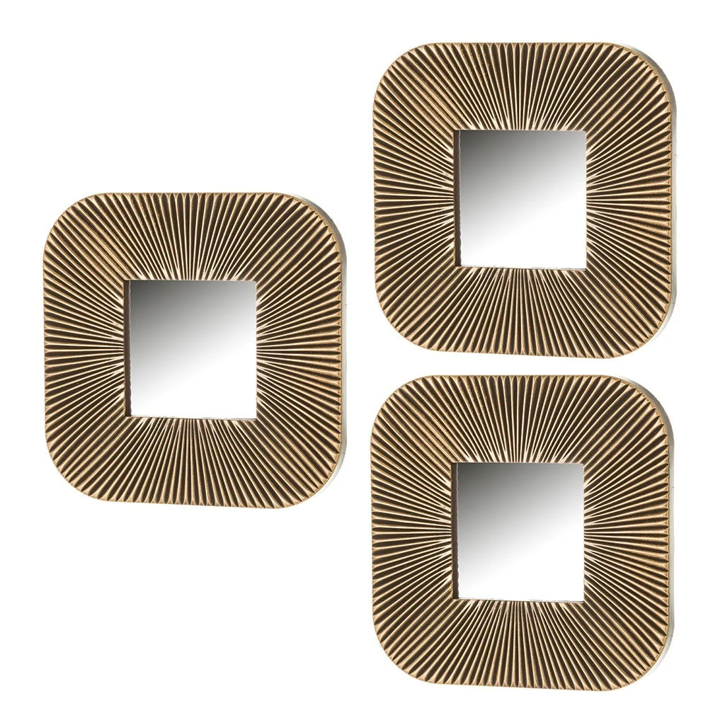 Unimasa Set De 3 Miroir Doré En Polypropylene 25x25cm 3 Unimasa Set De 3 Miroir Doré En Polypropylene 25x25cm