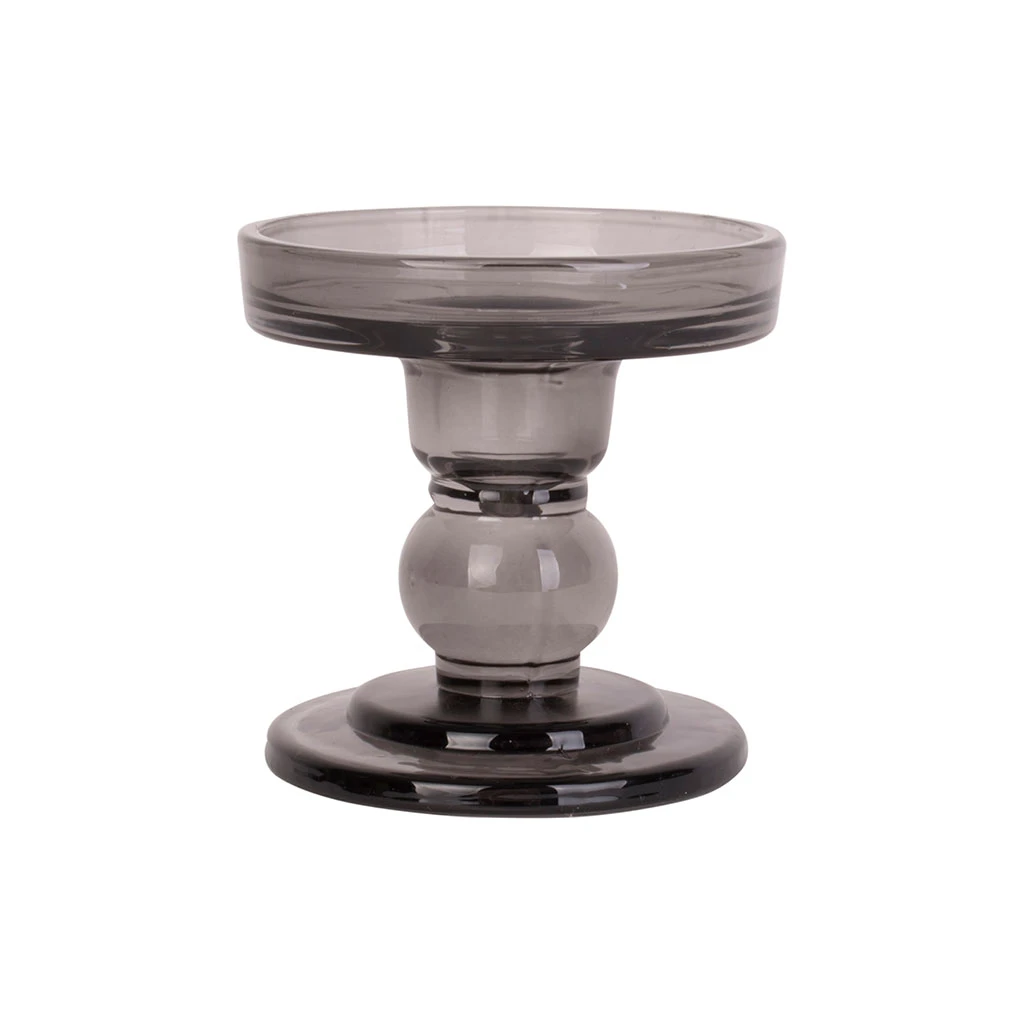 Pt' Bougeoir Art En Verre Noir D8.5xh8.8cm 3 Pt' Bougeoir Art En Verre Noir D8.5xh8.8cm