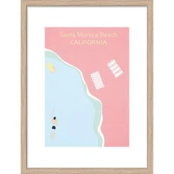 A&A Story Image Encadree Santa Monica Beach - California 30x40cm