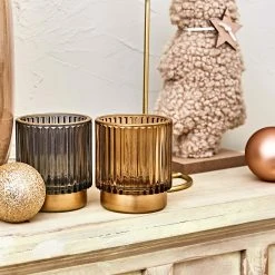 Côté Table Photophore (lot D 2) En Verre Fumé Et Ambre - Aylo 8 Côté Table Photophore (lot D 2) En Verre Fumé Et Ambre - Aylo -Kaemingk Magasin 6d828 amb pao noel fds 25516