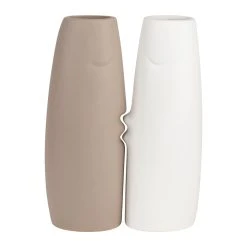 SEMA DESIGN Vase X2 Face Gris Blanc H30cm