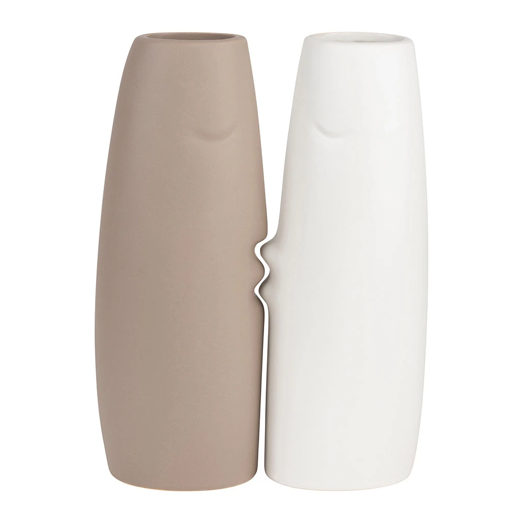 SEMA DESIGN Vase X2 Face Gris Blanc H30cm 3 SEMA DESIGN Vase X2 Face Gris Blanc H30cm