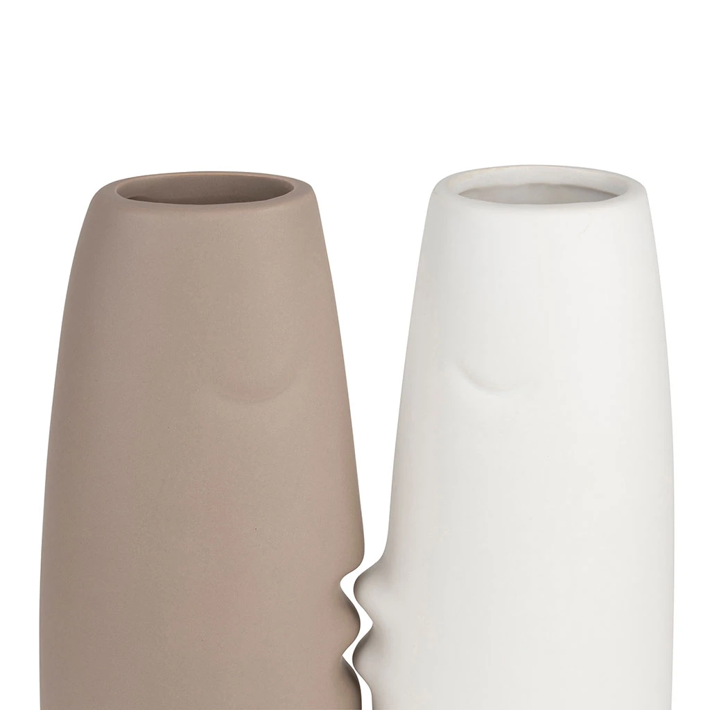 SEMA DESIGN Vase X2 Face Gris Blanc H30cm 4 SEMA DESIGN Vase X2 Face Gris Blanc H30cm – Image 2
