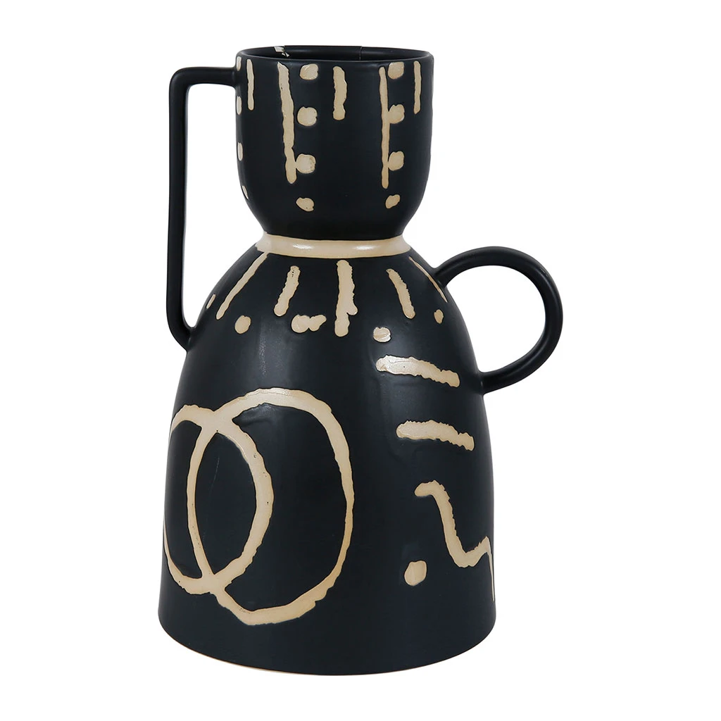 SEMA DESIGN Vase Visage Arty Noir Et Ivoire 10X18Xh30Cm En Gres 3 SEMA DESIGN Vase Visage Arty Noir Et Ivoire 10X18Xh30Cm En Gres