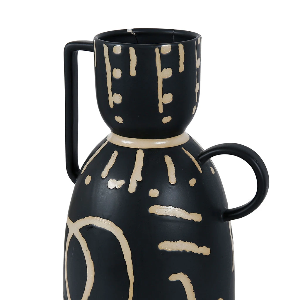 SEMA DESIGN Vase Visage Arty Noir Et Ivoire 10X18Xh30Cm En Gres 4 SEMA DESIGN Vase Visage Arty Noir Et Ivoire 10X18Xh30Cm En Gres – Image 2
