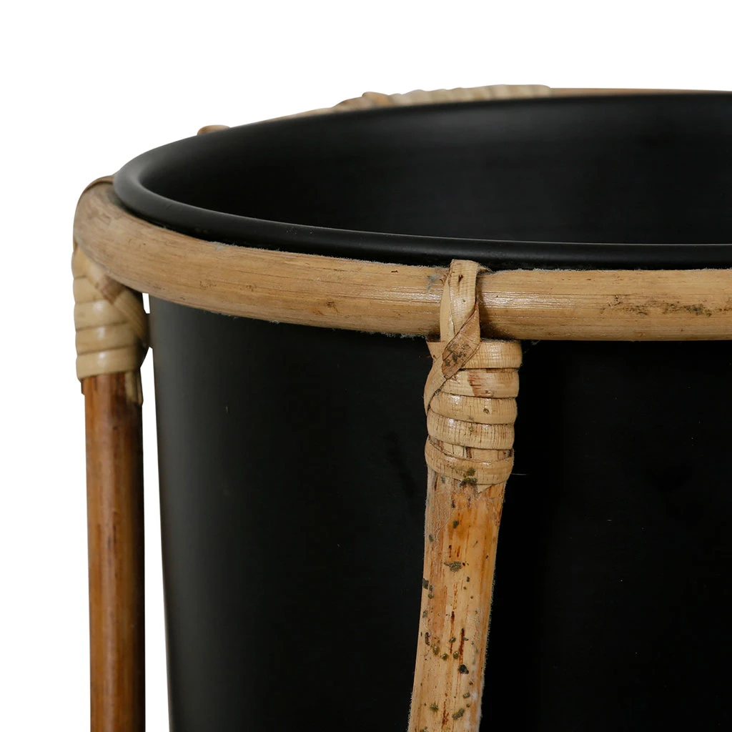 SEMA DESIGN Cache Pot En Rotin Et Fer Noir D32cm 4 SEMA DESIGN Cache Pot En Rotin Et Fer Noir D32cm – Image 2
