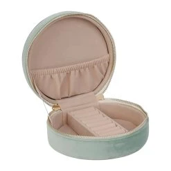 SEMA DESIGN Boite Bijoux Ronde Tropic'art Vert D'eau Velours -Kaemingk Magasin 75805 DET02 WEB