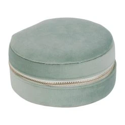 SEMA DESIGN Boite Bijoux Ronde Tropic'art Vert D'eau Velours -Kaemingk Magasin 75805 DET03 WEB